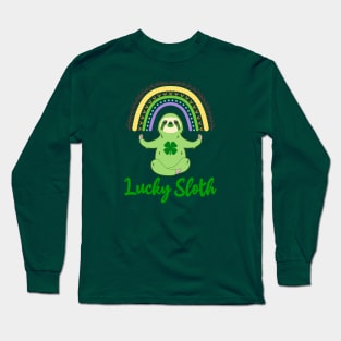 St Patricks Day Lucky Sloth Spirit Animal Long Sleeve T-Shirt